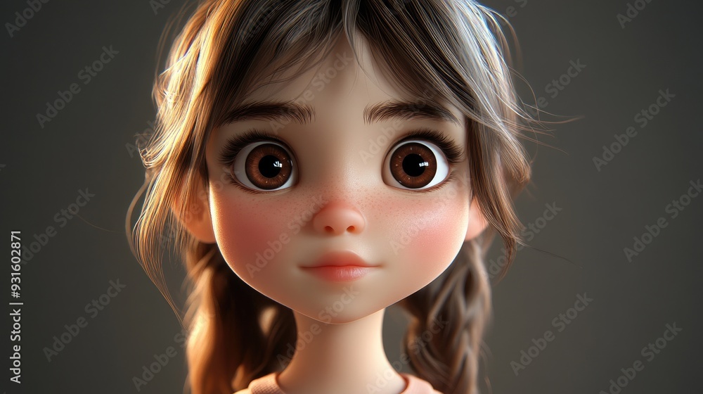 3D Cartoon Portrait of a Little Girl 3D Cartoon Portrait of a Little Girl