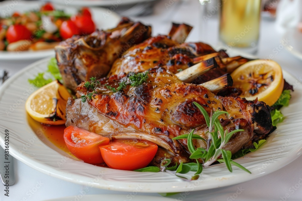 Arni sto fourno plate wiht meat and bones Arni sto fourno plate wiht meat and bones