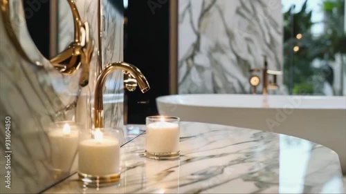 Stunning 4k Video of Luxury White Marble Bathroom Interior