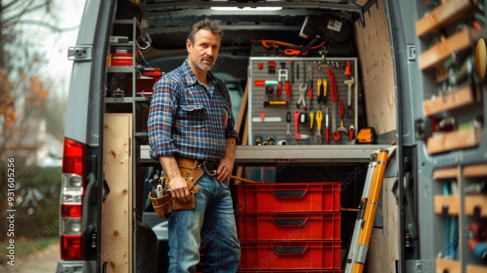 The handyman and his organized van The handyman and his organized van