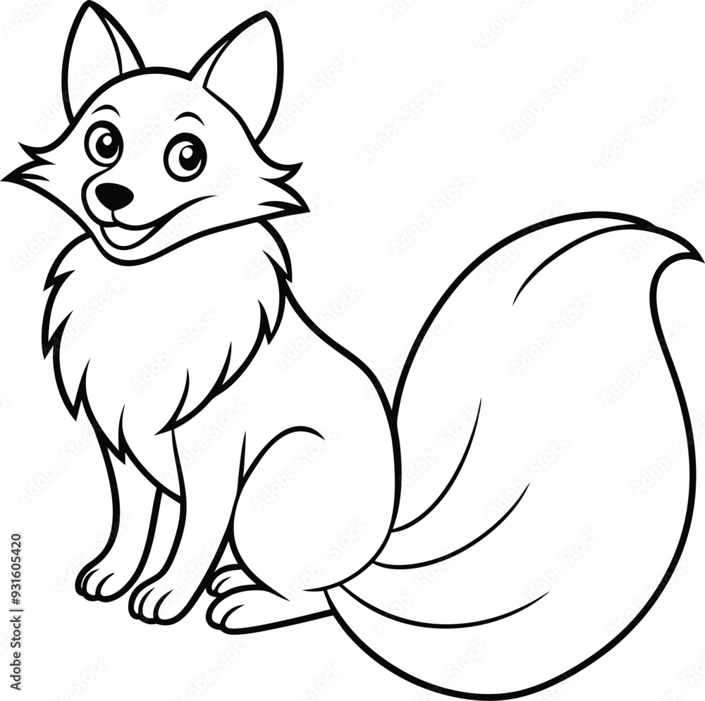 Whimsical and sweet, the Happy Fox line art is a delightful addition to any project Whimsical and sweet, the Happy Fox line art is a delightful addition to any project
