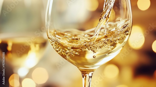 Wallpaper Mural A glass of white wine being poured with a blurry background of warm lights. Torontodigital.ca