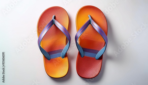 Simple White Flip Flops: Minimalist Design on White Background