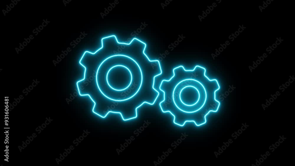 Glowing neon line rotating Gears, looping animation, Alpha channel, transparent background. 4K resolution Glowing neon line rotating Gears, looping animation, Alpha channel, transparent background. 4K resolution