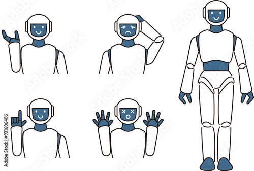 人型ロボットの様々なポーズ