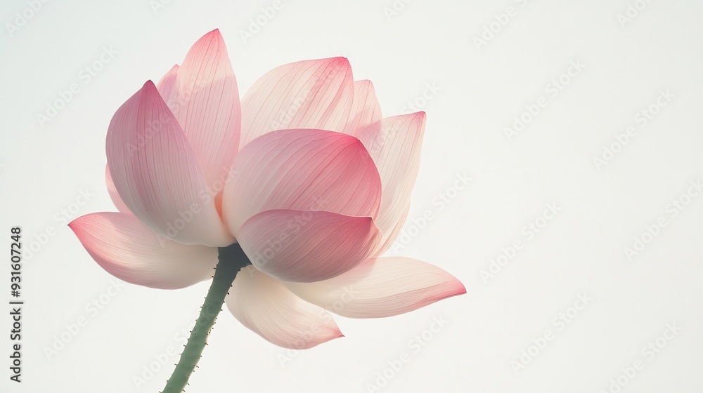 Pink Lotus Flower Blooming on a White Background Pink Lotus Flower Blooming on a White Background
