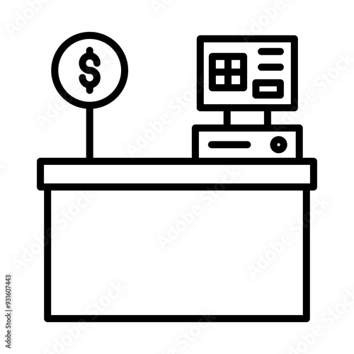 cashier machine line icon