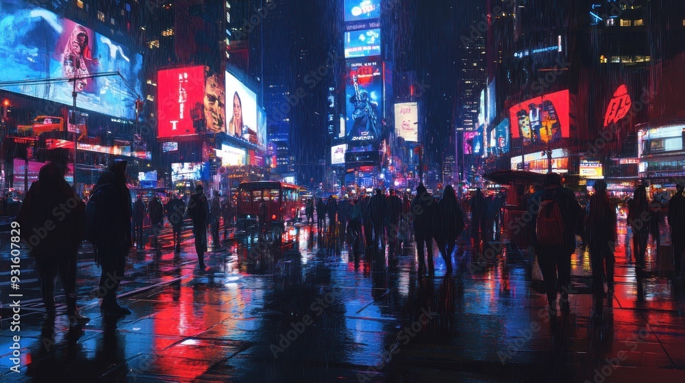 Rainy Night in Times Square