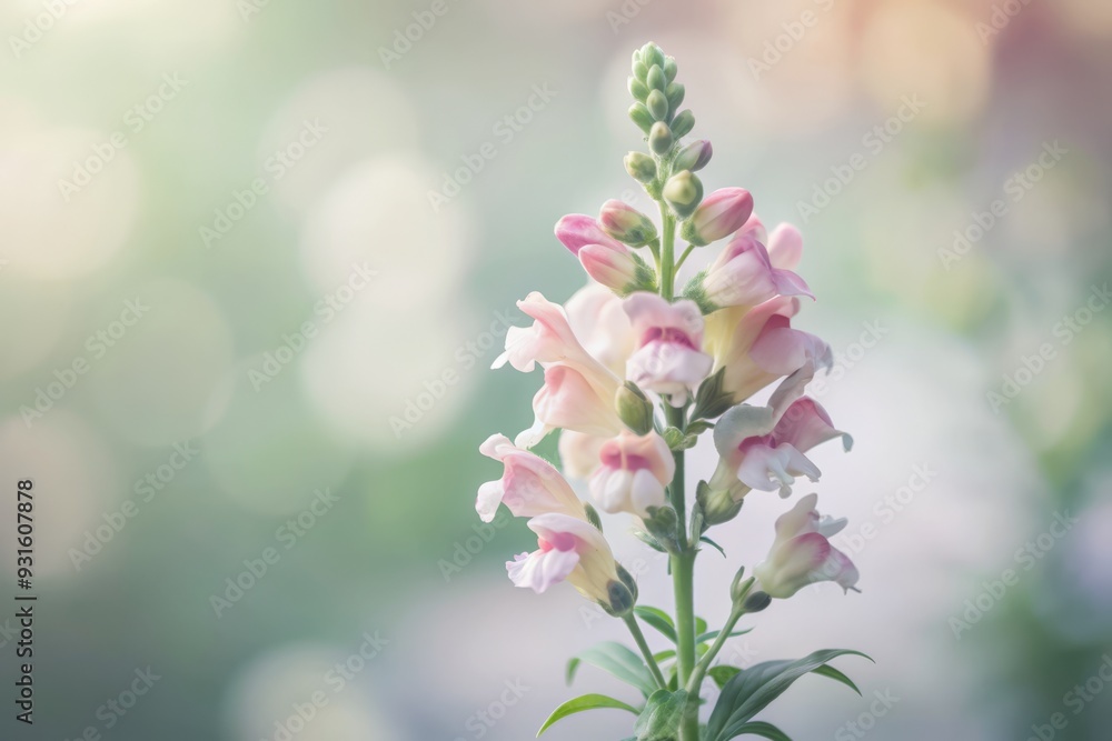 Delicate single snapdragon stem stands tall against a soft pink background, exuding simplicity and elegance, perfect for botanical artworks or spring-inspired graphic designs. Delicate single snapdragon stem stands tall against a soft pink background, exuding simplicity and elegance, perfect for botanical artworks or spring-inspired graphic designs.