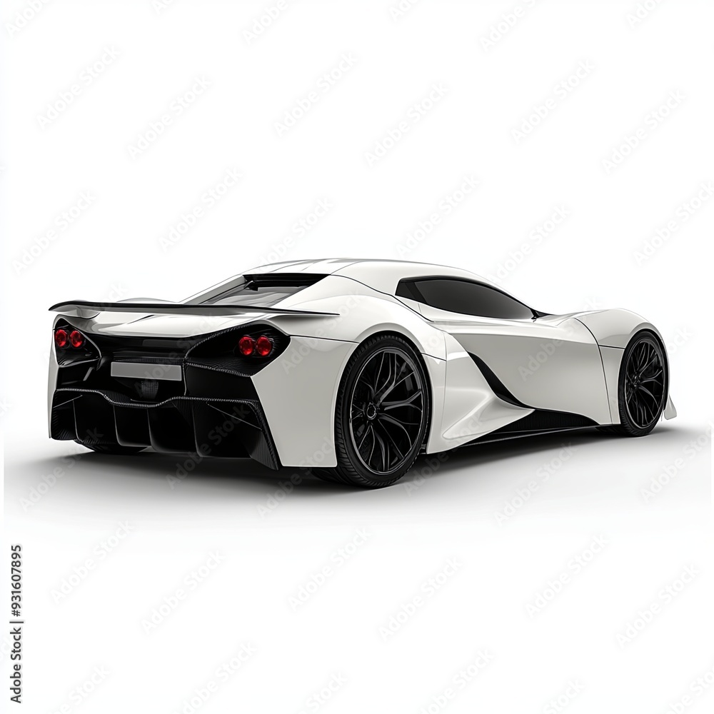 Ultra-modern white super sports car with a mid-engine layout on a white isolated background. A car for racing on the track and on the straight. 3d illustration Ultra-modern white super sports car with a mid-engine layout on a white isolated background. A car for racing on the track and on the straight. 3d illustration
