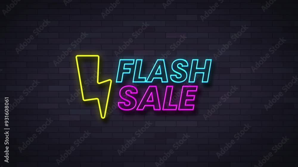 flash sale Neon Sign. 4K motion animation. flash sale Neon Sign. 4K motion animation.