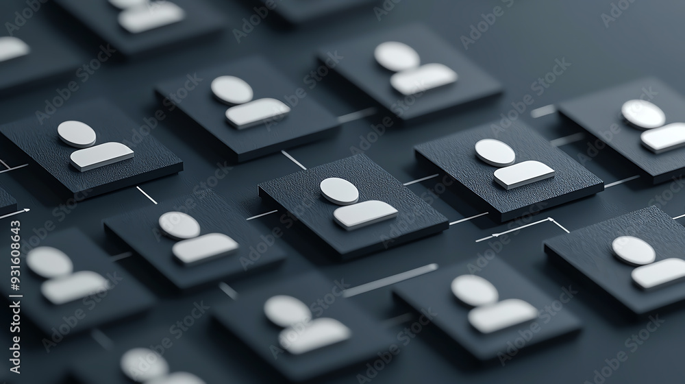 Abstract representation of organizational structure with human icons, symbolizing teamwork and collaboration in a digital environment. Abstract representation of organizational structure with human icons, symbolizing teamwork and collaboration in a digital environment.