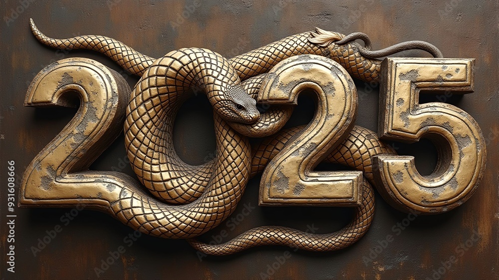 Obraz premium 2025 written in the form of a snake. Chinese New Year 2025