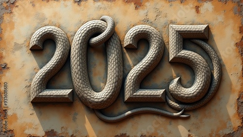 2025 written in the form of a snake. Chinese New Year 2025