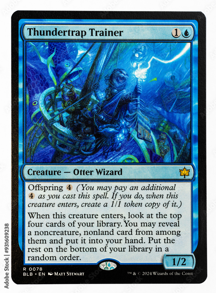 Hamburg, Germany 08202024 photo of English magic the gathering card called Thundertrap