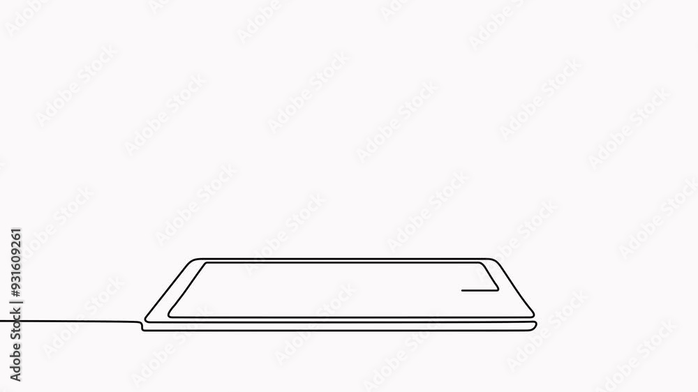 Laptop continuous line drawing animation. Open computer linear gadget animated video. Laptop continuous line drawing animation. Open computer linear gadget animated video.