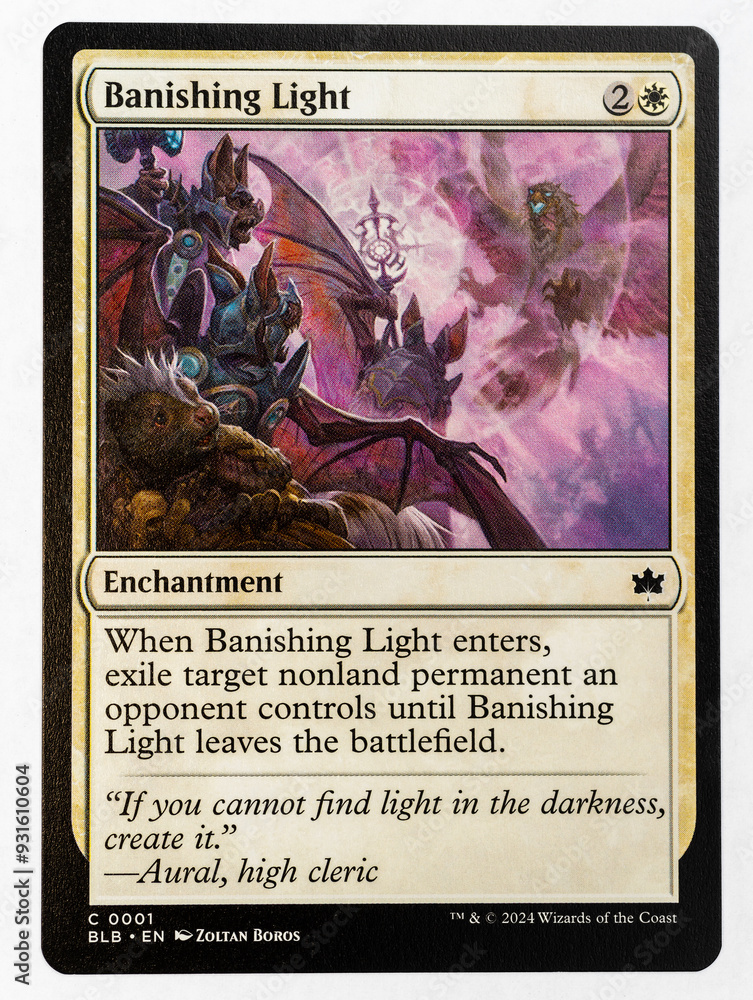 Hamburg, Germany 08202024 photo of English magic the gathering card called Banishing Light