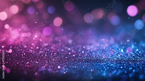 Abstract Background Featuring Glittering Silver, Purple, and Blue Lights. A Dazzling Display of Sparkling Colors Creating a Vibrant and Energetic Atmosphere.