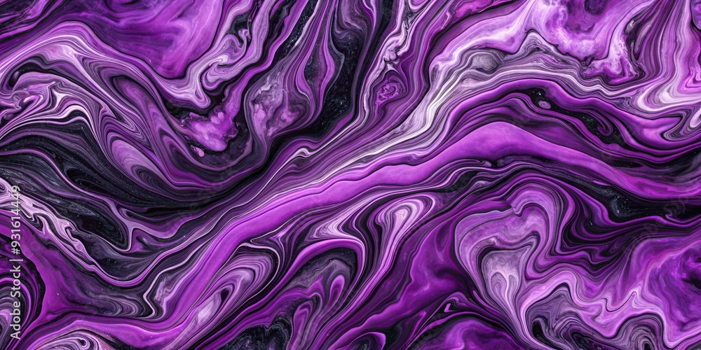 Fototapeta premium Abstract marble texture with swirling purple and black patterns , marble, abstract, texture, purple, black, elegant