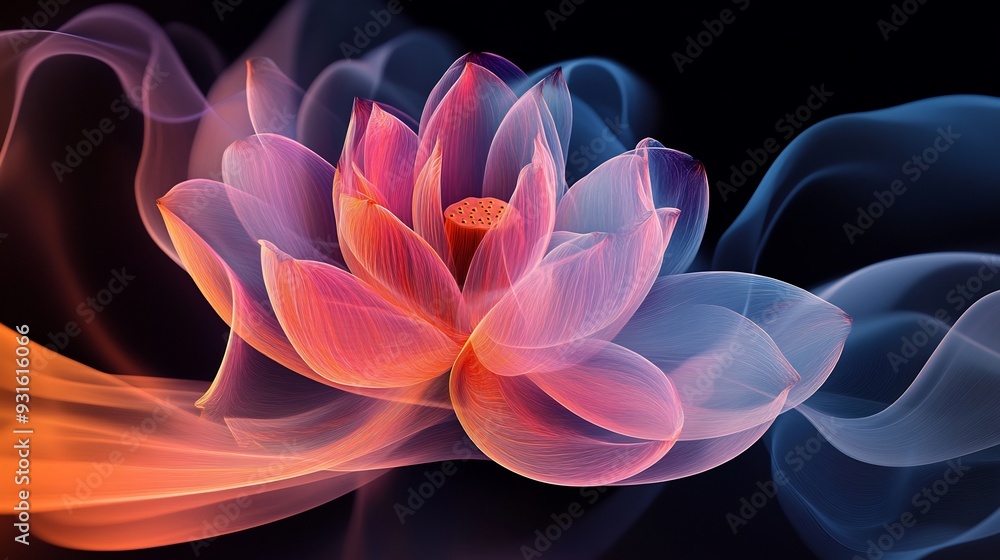 Lotus Flower with Smoke in Pink and Blue Hues Lotus Flower with Smoke in Pink and Blue Hues
