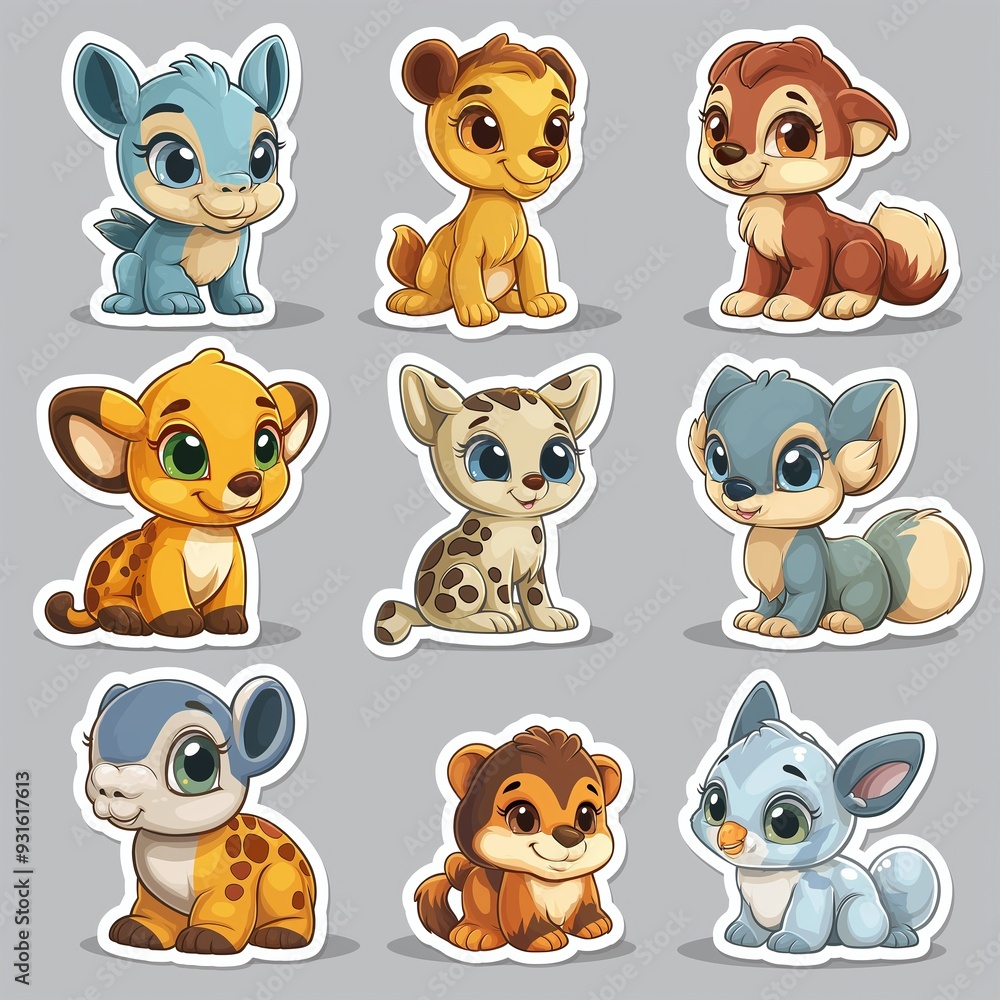set of animals digital print set of animals digital print