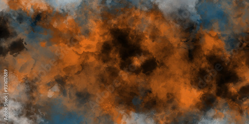 Abstract orange and blue mystic smoke background. smoky illustration texture overlays vector cloud design. Texture background for graphic and web design. Smoke Overlays black Background for copyspace 