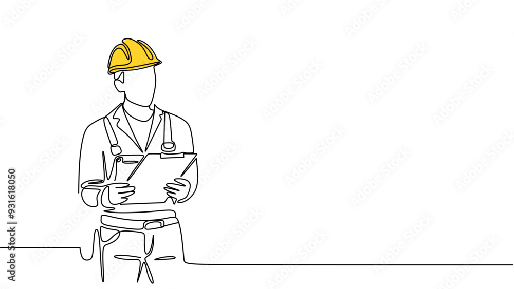 Single continuous line drawing of young construction worker. Building architecture business concept. One line draw design vector
Single continuous line drawing of young construction worker. Building architecture business concept. One line draw design vector