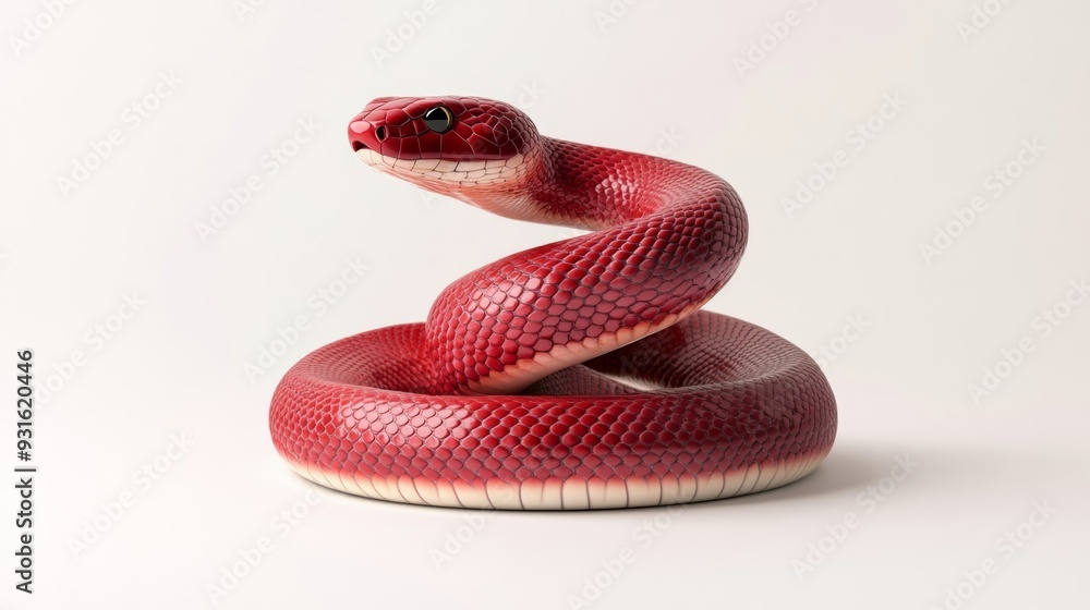 Fototapeta premium Isolated image of a snake coiled around a Wi-Fi symbol, symbolizing the dangers of connectivity, on a white background 