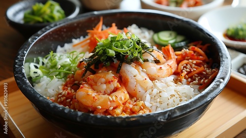 a dish of prepared vinegared rice usually with some sugar and salt accompanied by a variety of ingredients such as seafood often raw and vegetables