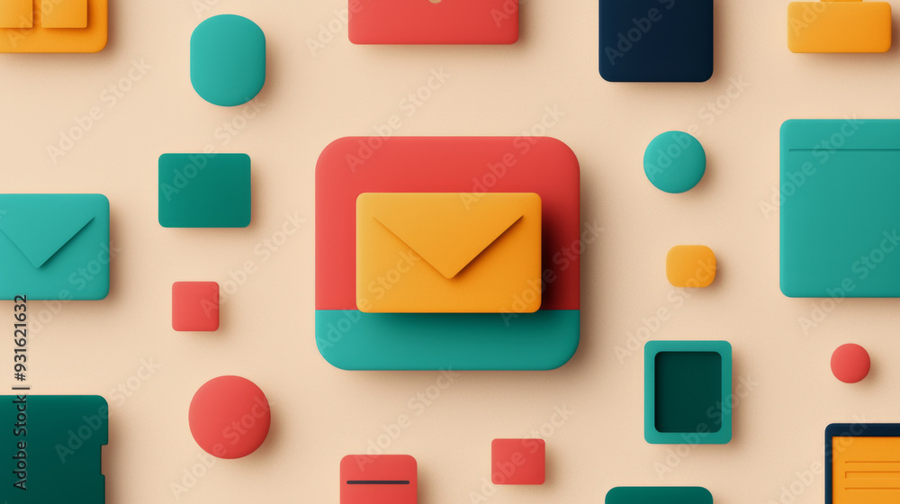 Flat design of colorful email and file icons arranged in a grid layout, representing communication and digital organization tools. Flat design of colorful email and file icons arranged in a grid layout, representing communication and digital organization tools.