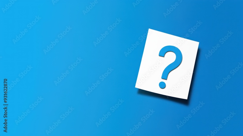 Question mark drawn on white paper set against a blue background, symbolizing inquiry or uncertainty, emphasizing a need for answer Question mark drawn on white paper set against a blue background, symbolizing inquiry or uncertainty, emphasizing a need for answer