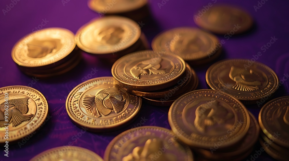 A picture of ludo coins isolated on purple background A picture of ludo coins isolated on purple background