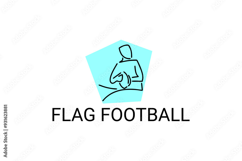 Flag football sport vector line icon. an athlete playing flag football. sport pictogram, vector illustration. Flag football sport vector line icon. an athlete playing flag football. sport pictogram, vector illustration.