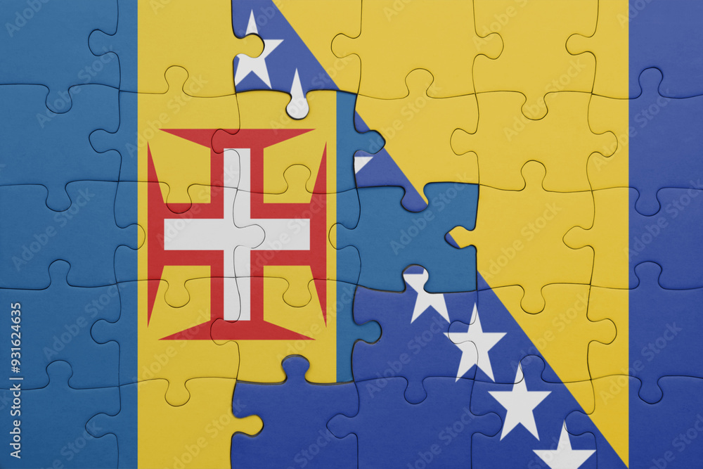 puzzle with the colourful national flag of bosnia and herzegovina and ...