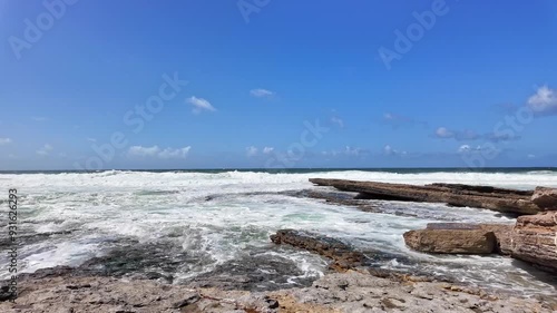 View of the Praia da Empa Beach in Ericeira village near Lisbon in Portugal photo