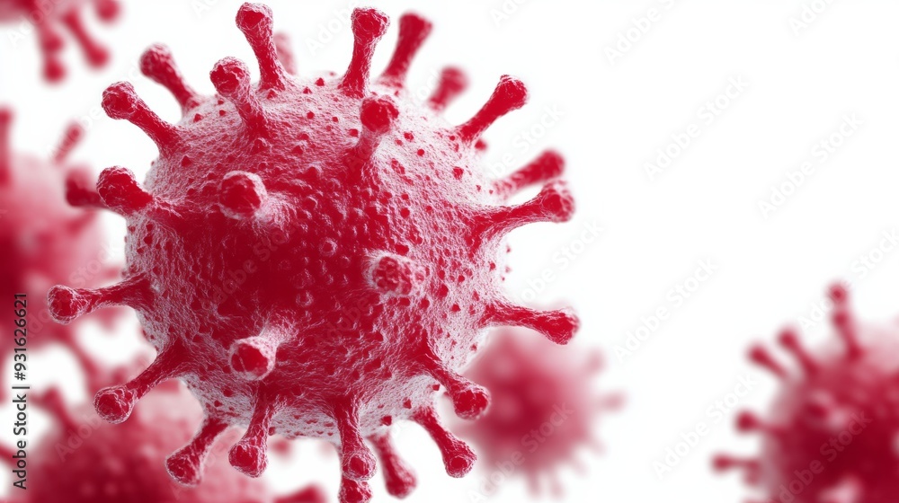 Graphic of the monkeypox virus under a microscope spherical virus particles with spiked surface isolated on white background scientific and medical visualization Graphic of the monkeypox virus under a microscope spherical virus particles with spiked surface isolated on white background scientific and medical visualization