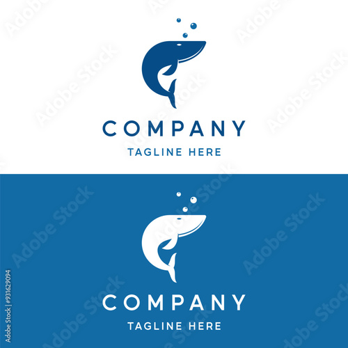 Ocean giant orca whale template logo design with vector illustration editing.
