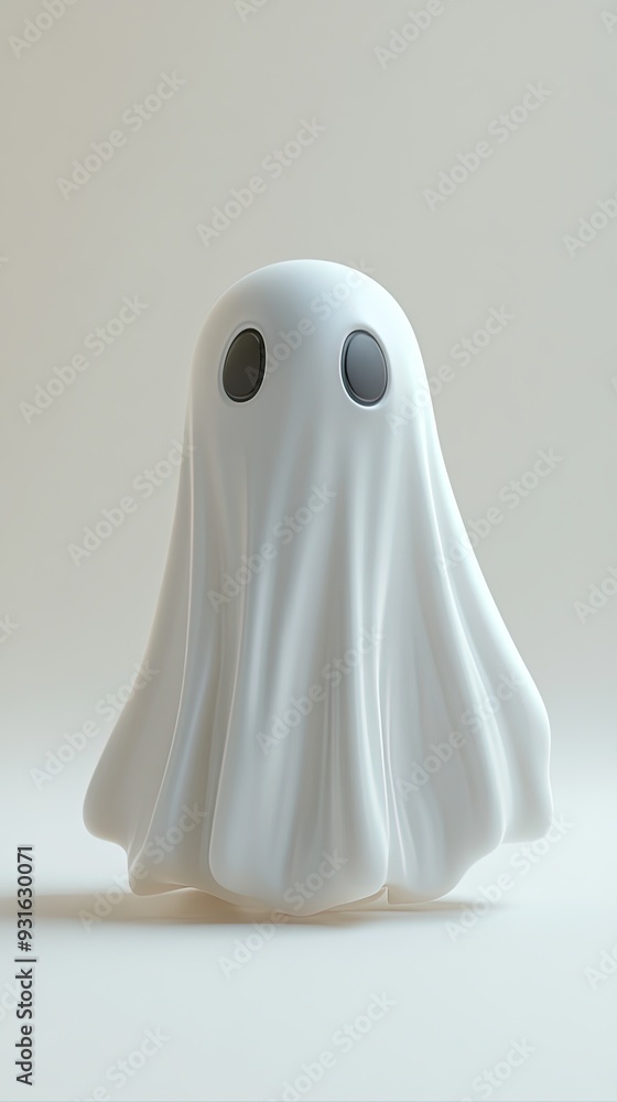 Adorable Ghost Figure in Minimalist 3D Style Adorable Ghost Figure in Minimalist 3D Style