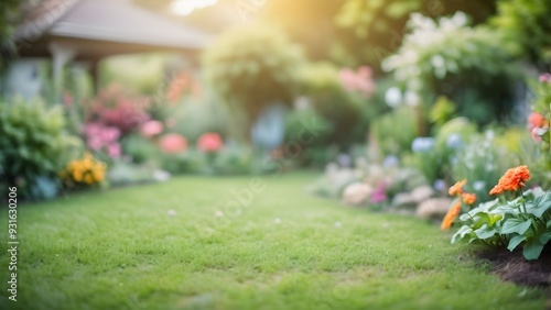 Blurred background of flowers and plants in the garden