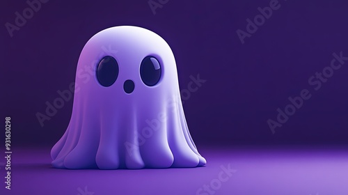 3D Illustration of a Cute Ghost on a Simple Background