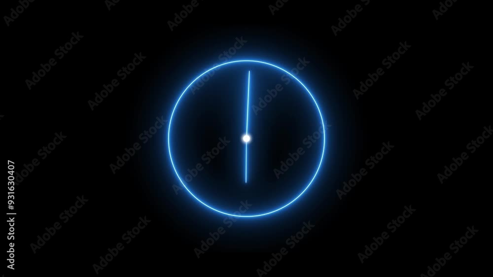 Neon Clock Icon Animation on Black Background. Neon Clock Icon Animation on Black Background.