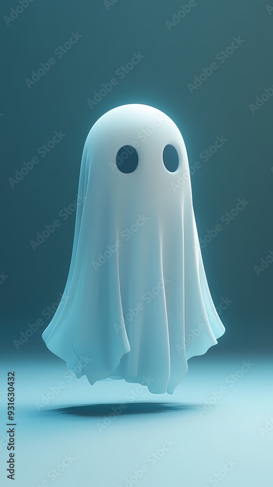 Floating Cartoon Ghost in 3D Floating Cartoon Ghost in 3D