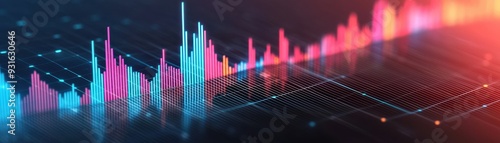 Dynamic visualization of financial data with vibrant colors, representing market trends and analytics in a modern style.