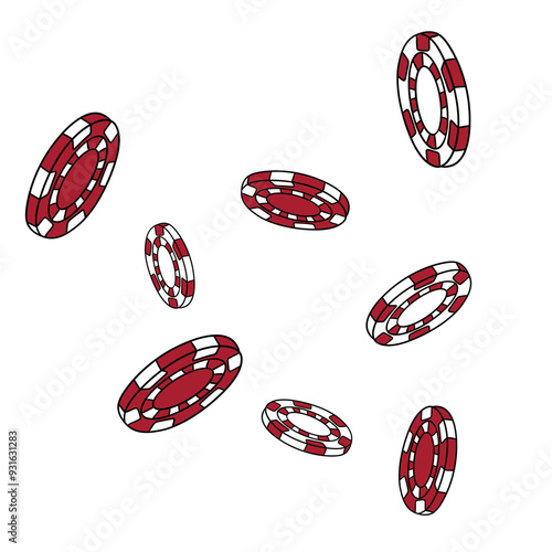 Red flying poker chips illustration
