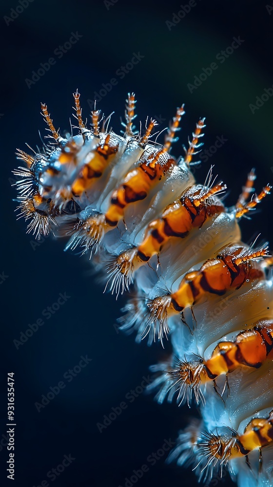Obraz premium Colorful and Textured Macro Close Up of a Spiny Caterpillar Creature