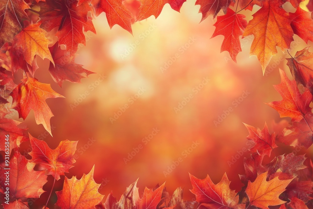 Autumn Leaves Frame with Blurred Background Autumn Leaves Frame with Blurred Background