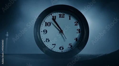 Wallpaper Mural Clock Striking Nine in a Dimly Lit Room With Smoke Effects Generative AI Torontodigital.ca