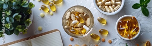 Many different types of vitamins and supplements in a jar