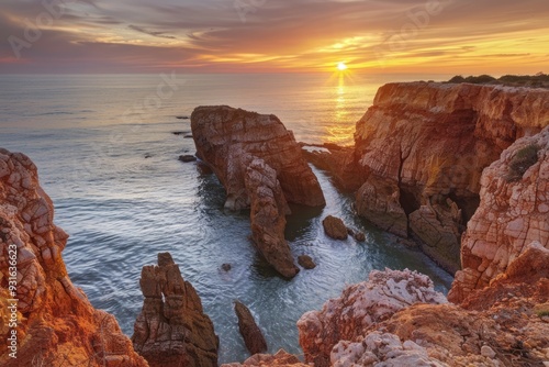 sunset, sea sand beach, panoramic beach landscape, Inspire tropical beach seascape horizon orange and golden sunset sky. calmness, tranquil, relaxing, sunlight, summer mood, blurred background.