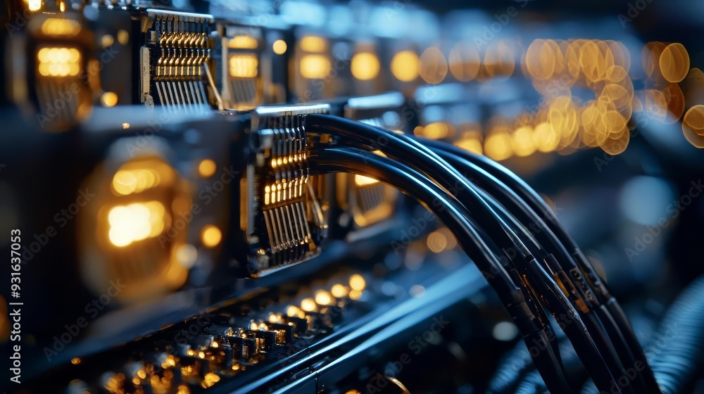 Fototapeta premium Bitcoin mining confirmation, closeup, peer-to-peer transaction, blockchain verification